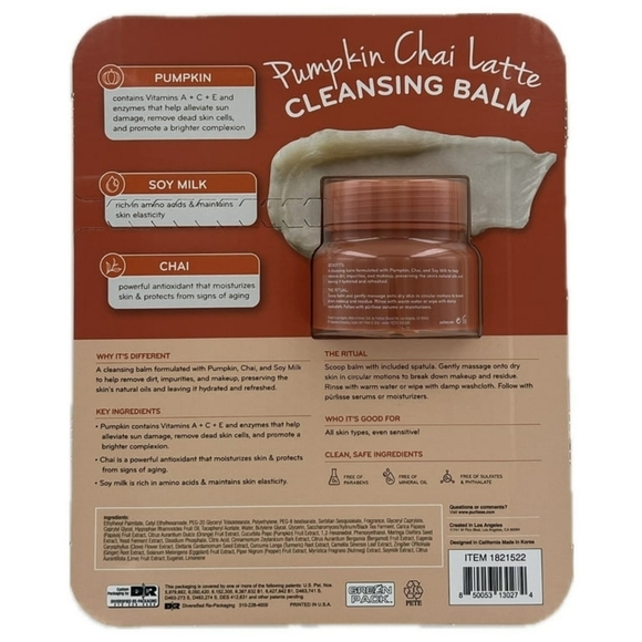 Purlisse Pumpkin Chai Latte Cleansing Balm, 3.4 Ounce + Bonus Travel Size Scrub - Picture 2 of 5